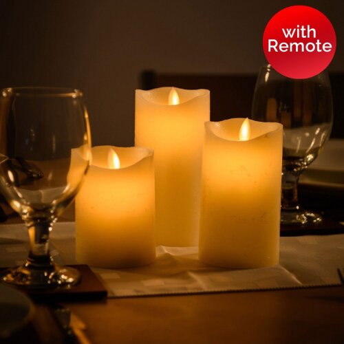 LED Candles Waterproof Flickering Flameless Candles Pillars Lights Battery Operated Night Light with Remote Timers 3pcs Pack  Flameless Candles Electric Tealights for Home Church Halloween Thanksgiving Christmas Party  Outdoor Indoor Decorations
