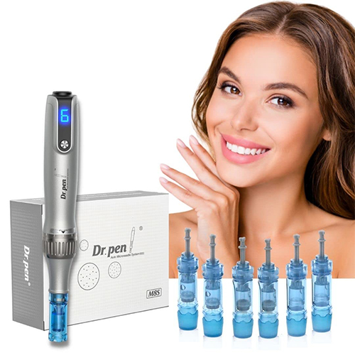 Dr. Pen Ultima M8S Wireless Microneedling Pen Professional Dermapen Electric Home Beauty Pen Speed Adjustable Derma Pen with 35pcs Replacement Cartridges Skin Care Tool for Anti-aging Acne Scars Wrinkles Shrinking Pores Rejuvenating Skin