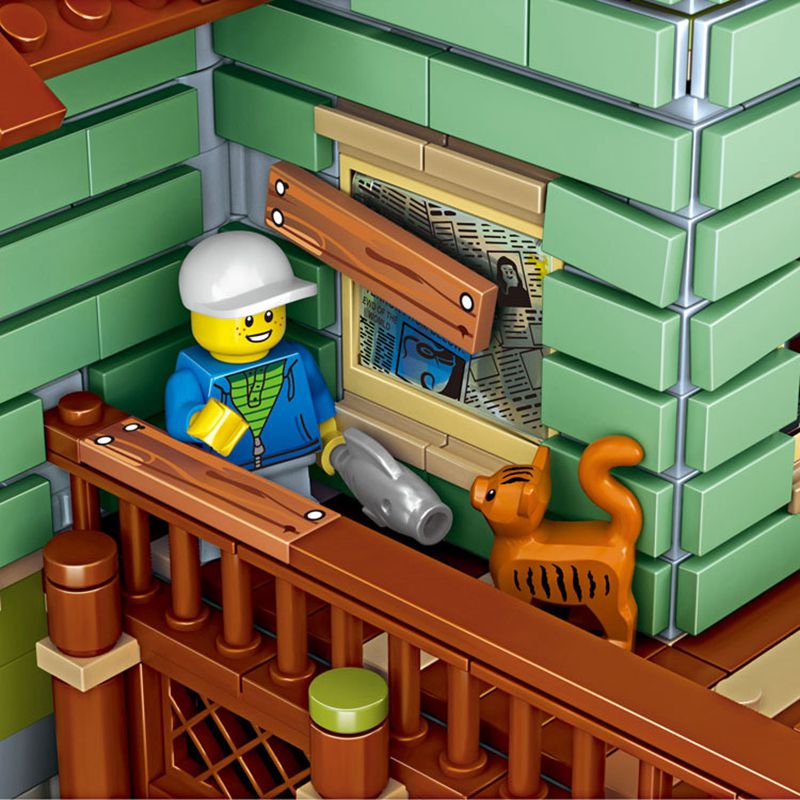 Old Fishing Store Wharf Fisherman Cabin Mini Size Building Blocks Idea Street View Wooden House Bricks Toys For Kids