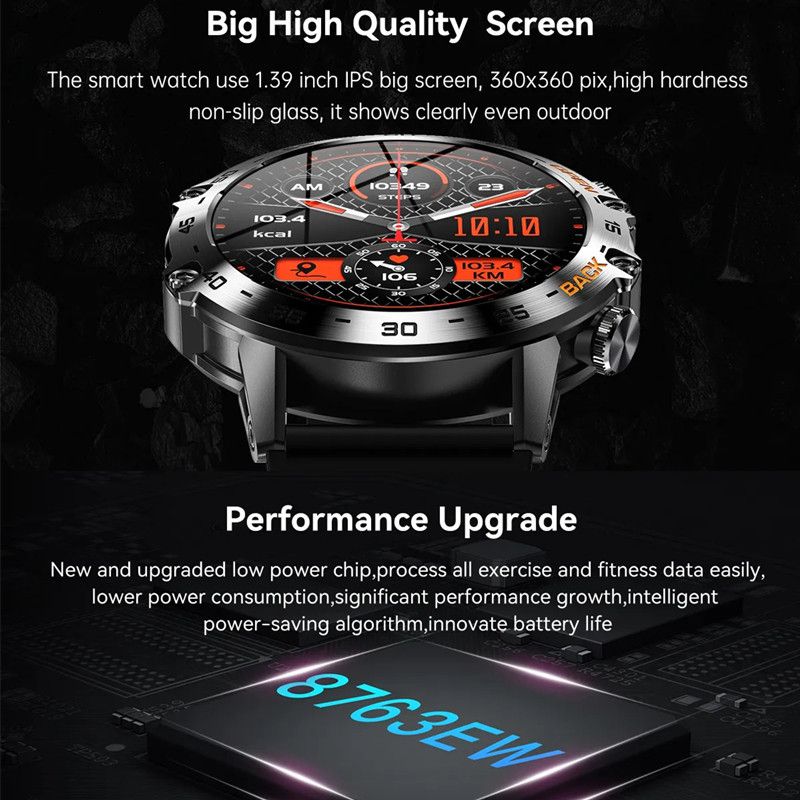 1.39inch Bluetooth Smart Watch Super Long Standby Wristwatch Outdoor Sport Men Women Smartwatch