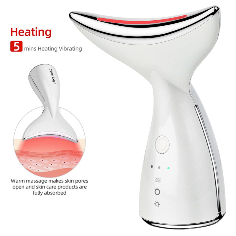 EMS Thermal Neck Massager Lifting Tighten 3 Colors Led Photon Neck Wrinkle Removal Electric Microcurrent Reduce Double Chin Home Beauty Instrument Kit