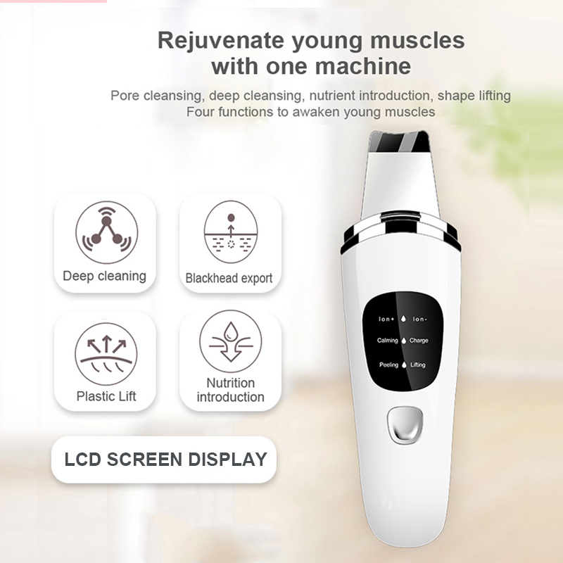 (Pink) Ultrasonic Blackhead Remover Skin Scrubber Face Deep Nose Cleaner Machine Peeling Shovel Facial Pore Skin Care Tool Acne Exfoliating Beauty Instrument