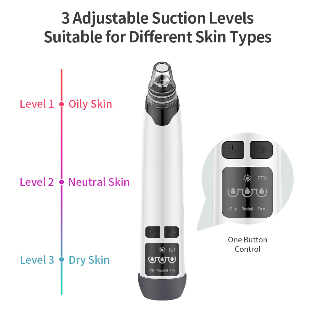 Electric Blackhead Remover Blackhead Suction Instrument Pore Cleaning Device Face Skin Care Tool Hot Compress USB Charging LED Screen