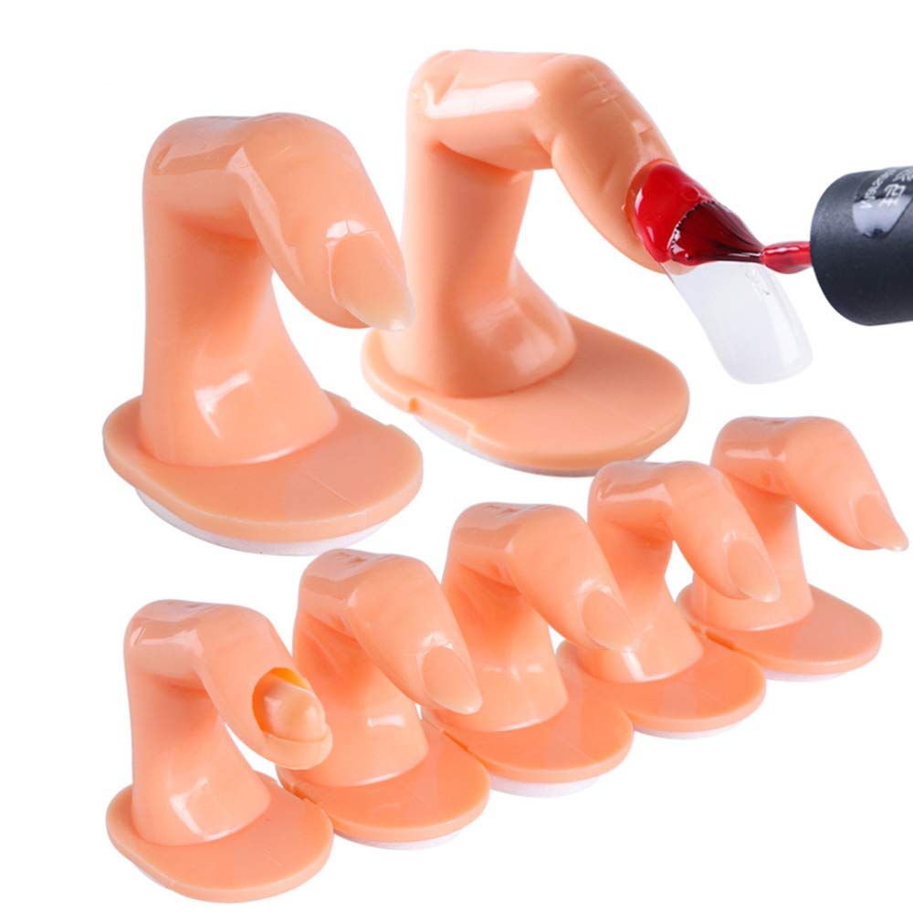14Pcs Manicure Practice Hands Finger Practice Stand Plastic Fake Fingers Model Nail Training Finger for Acrylic Gel and Nail Art
