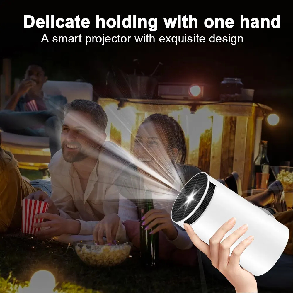130 Inch Screen Mini Projector Correction Portable Projector 4K/ 200 ANSI Smart Projector with 2.4/5G WiFi Home Video Projector