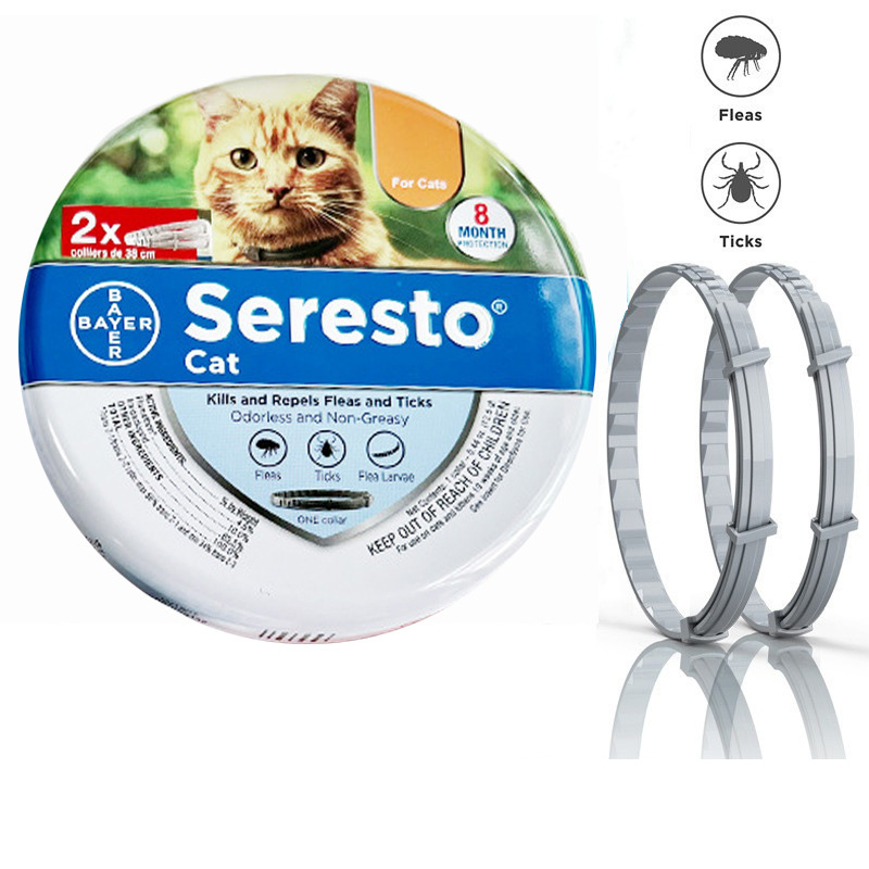 (For Cat 38cm) 2PCS Adjustable Pet Anti Flea Tick Neck Collar For Dogs & Cats Seresto Collar