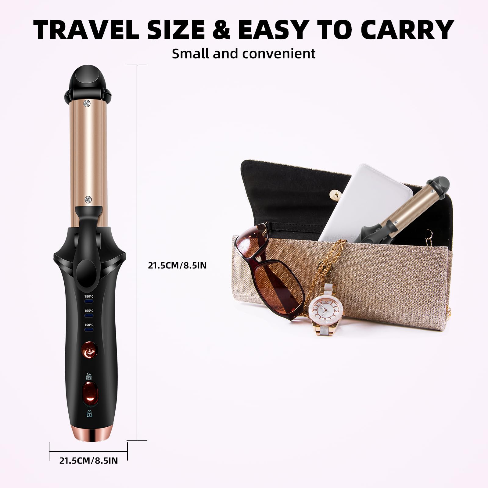 Mini Curling Wand Travel Cordless Hair Curler USB Small Portable Curling Iron for Short Hair
