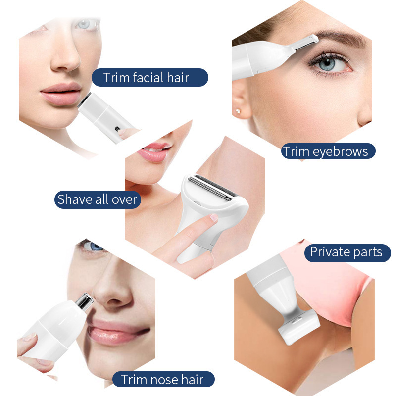 5-in-1 Waterproof USB Rechargeable Hair Remover for Women Multi-Functional Grooming Kit