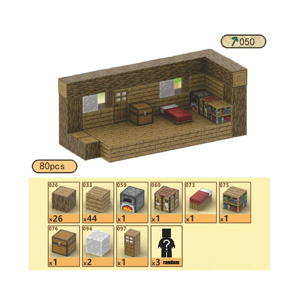 Minecraft Indoor Room Bed Box Building Blocks Magnetic Set DIY Model