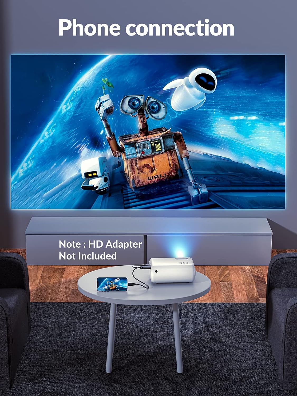 Mini Projector Upgraded 1080P HD Projector 10000L Portable Phone Projector Movie Projector Compatible with Android iOS Windows TV Stick HDMI USB