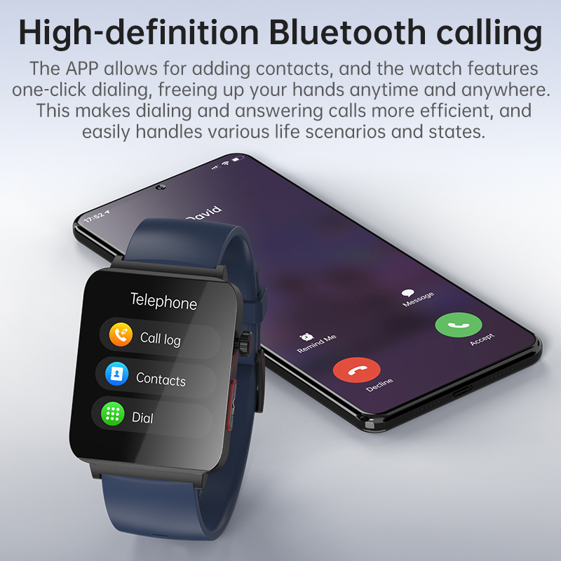 (Black) Smart Watch BT Calling ECG Non Invasive Blood Glucose Health Heart Rate BP Body Temperature Monitoring Sports Fitness Tracker Men Women Bracelet