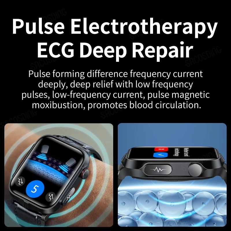 Electrotherapy Smartwatch Blood Sugar ECG+PPG Precise Blood Pressure Body Temperature Smart Watch