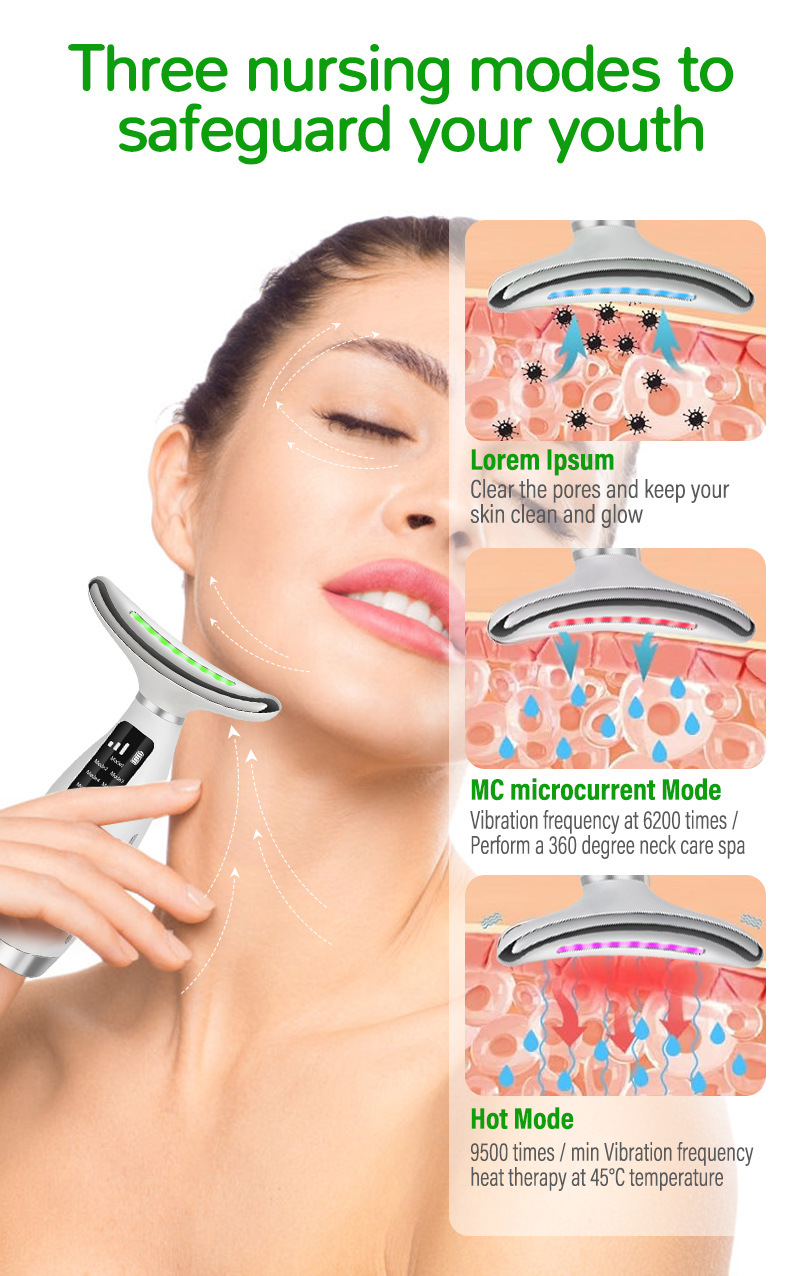 EMS Neck Face Lifting Beauty Device Neck Massager 7 Colors Multi Functional Beauty Instrument Wrinkles Removal Portable Facial Lift Skincare Machine