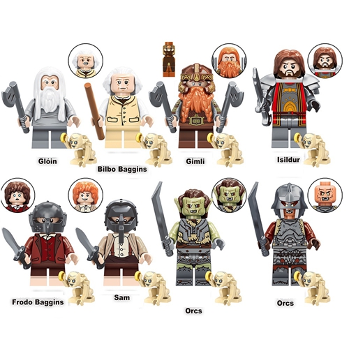 Lord Rings Action Figures Toy Medieval Knight Soldier Orcs Elves Azog Goblin Sauron Aragorn Wars Building Blocks Bricks Gift