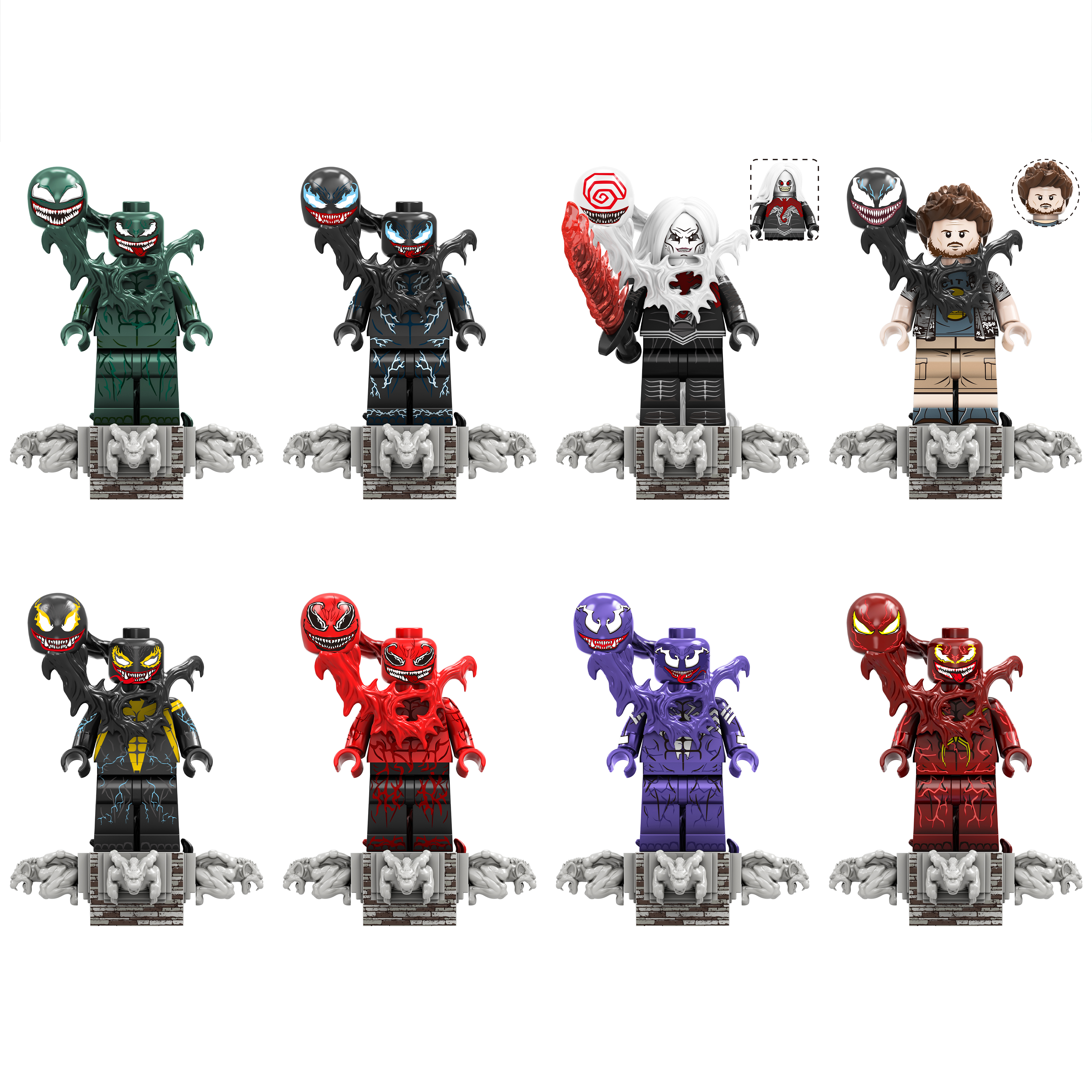 8PCS Avengers Venom Eddie Brock Mini Figure Super Hero Building Blocks Minifigures Set Kids Toys Fit Lego
