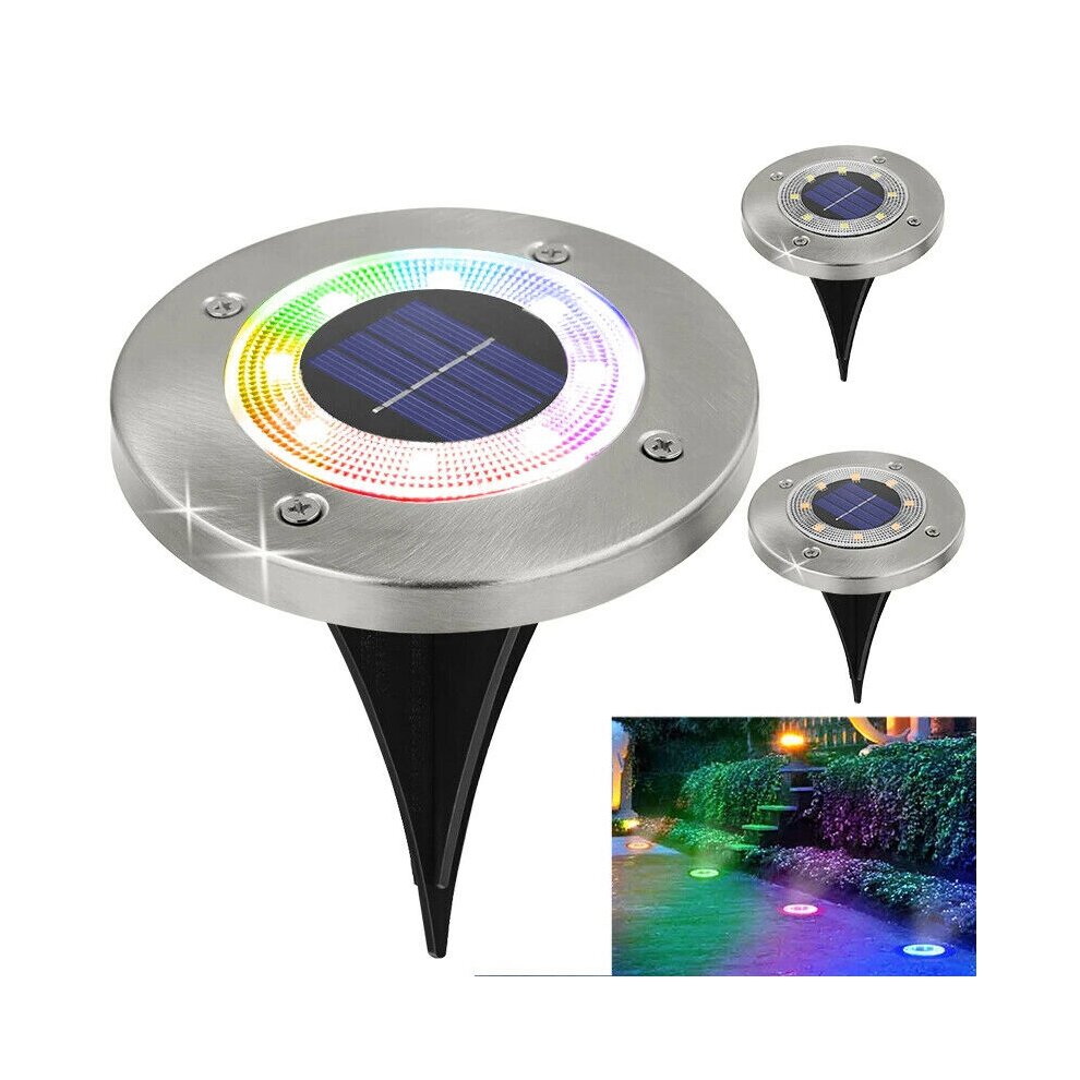 (Multicolor) 8 LED RGB Solar Lawn Yard Led Night Light Buried Solar Garden Light IP65 Wa