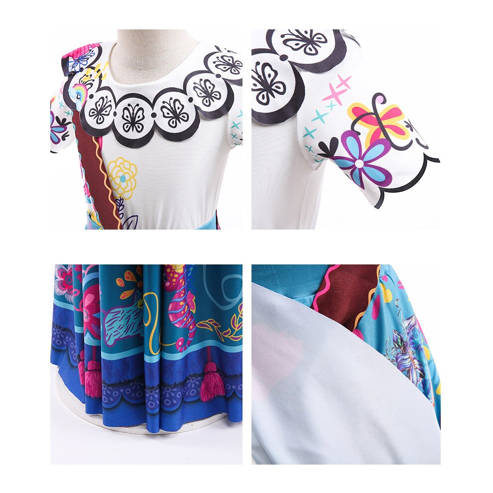 (7-8 Years) AmzBarley Mirabel Madrigal Dress | Childrens Encanto Costume Girls Skirt