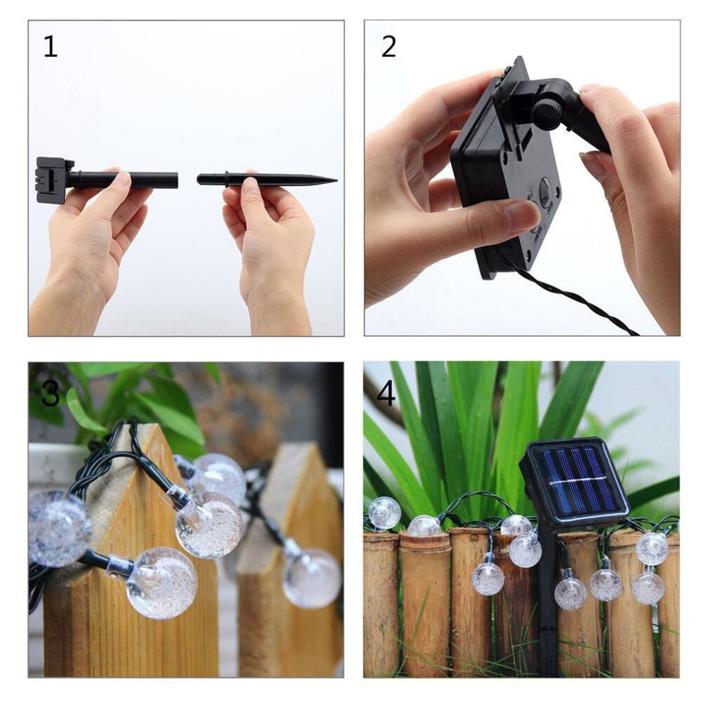 50 LED Solar String Lights Outdoor Waterproof Solar Powered Garden Lights iihome 22feet