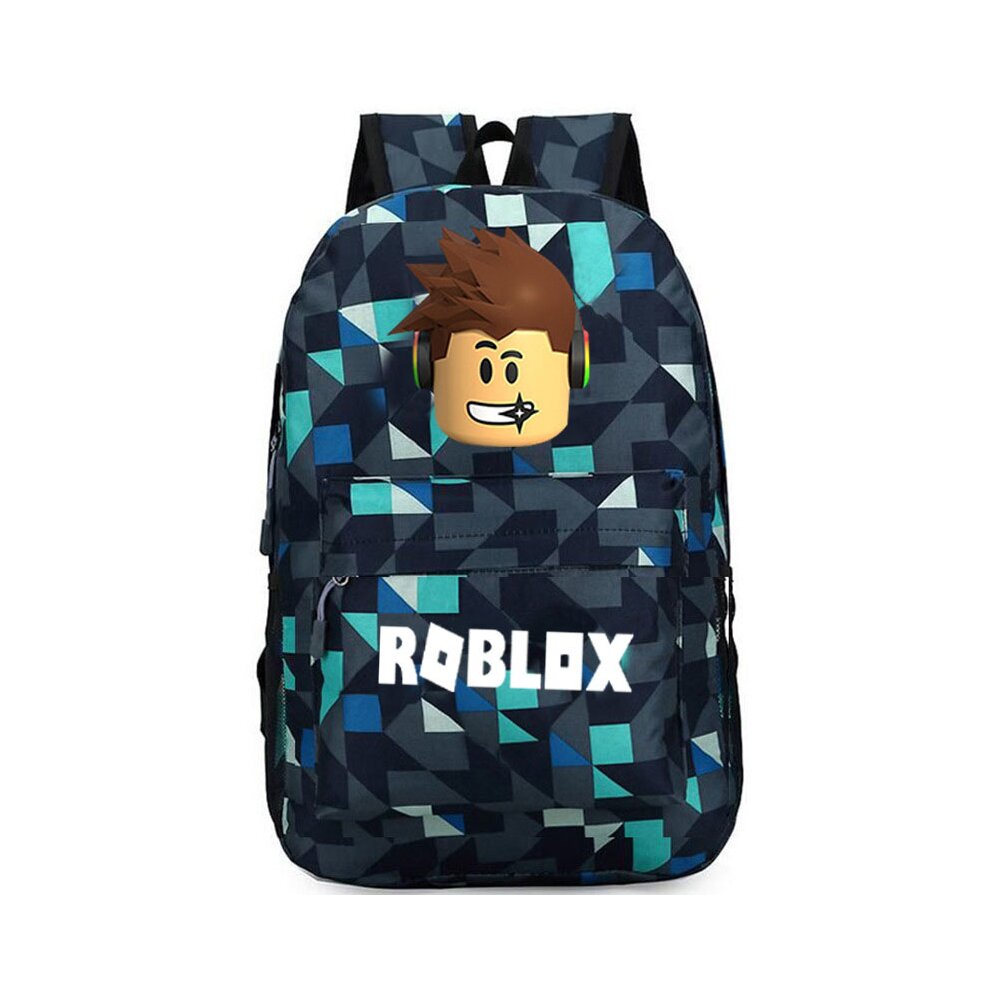 (Blue Grid) ROBLOX Game School Bag Backpack Student Casual Backpack