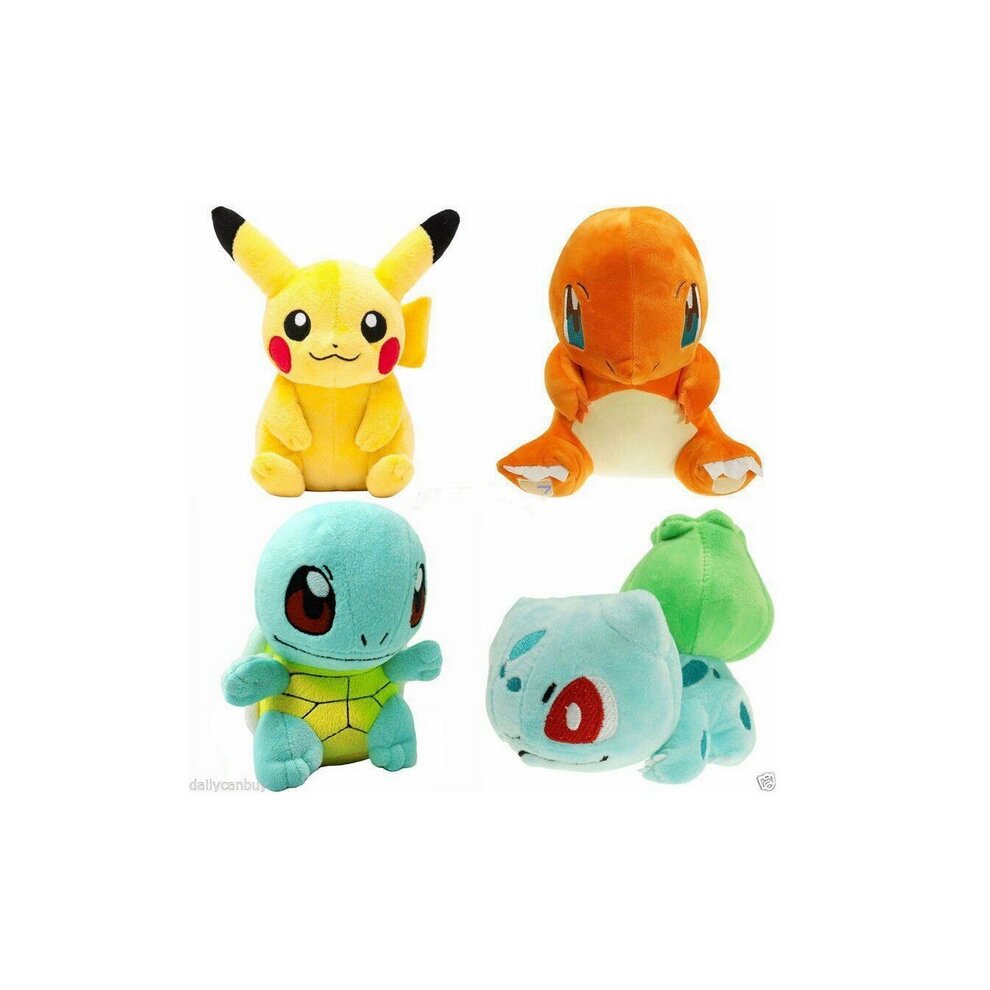 4Pcs Pokemon Pikachu Squirtle Plush Toy Stuffed Doll