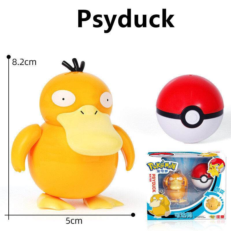 Pokémon Balls Anime Action Figure Psyduck Throwing Toy Poké Ball with Battle Figure Collect Model Kids Game Toys with Gift Box