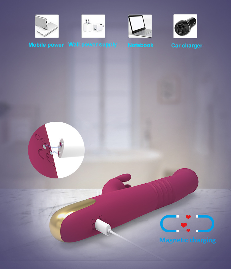 Thrusting Rabbit Vibrator G-Spot Sex Toys Dildo Vibrators  Massager Women Adult Toys with 10 Vibrating Modes Telescopic Rotation Function Waterproof