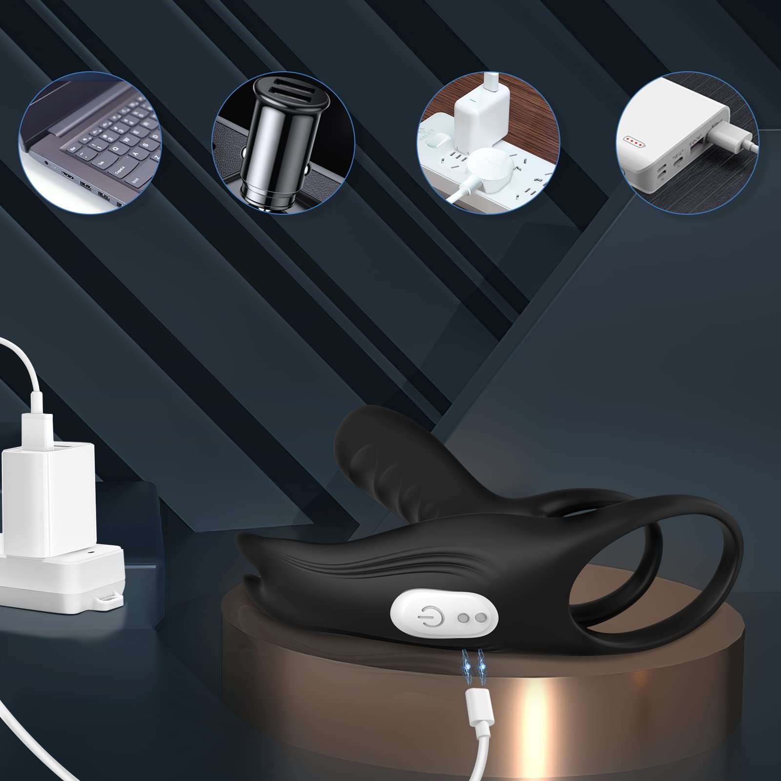 Vibrating Cock Ring Couple Vibrators Electric Wand Bullet Adult Clitoral G-spot Sex Toys Massager Waterproof Dual Penis Rings for Cock and Testicles Women Clitoris G Spot Penis Men Longer Harder Stronger Erection Stimulation Use