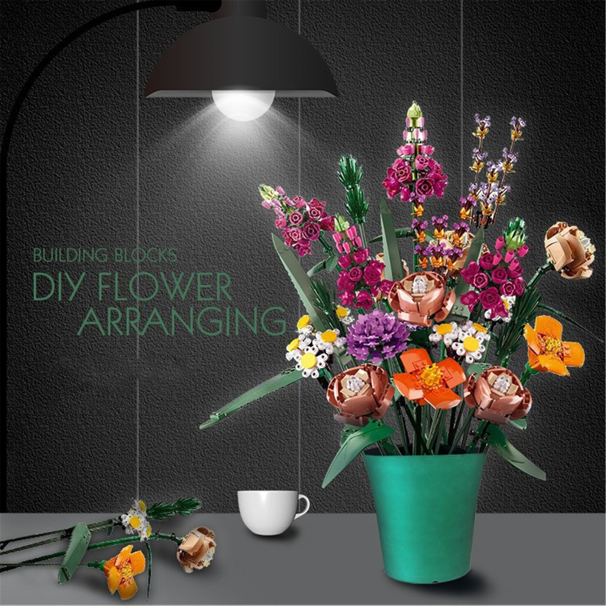 Flower Building Blocks Flower Bouquet Decoration Toys Fit Lego