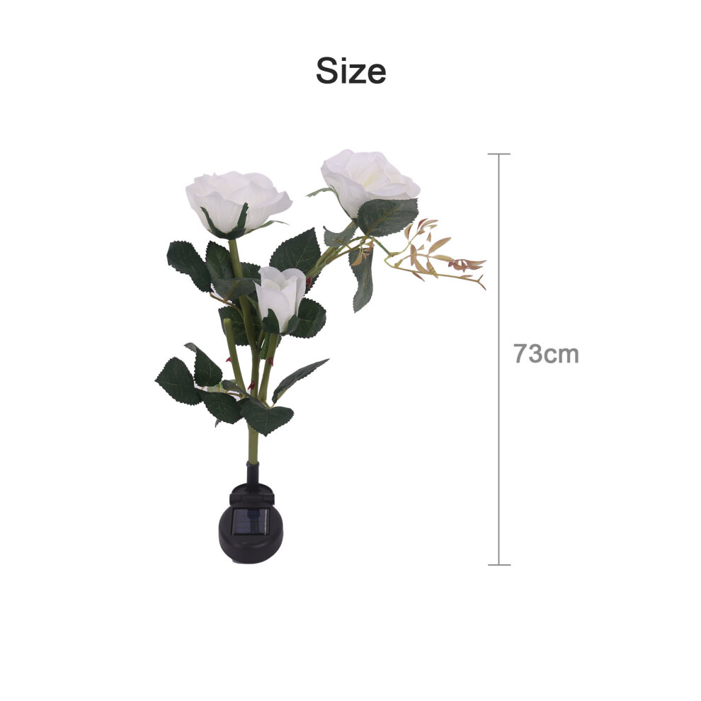3 LED Solar Rose Lights Garden Lamps Yellow