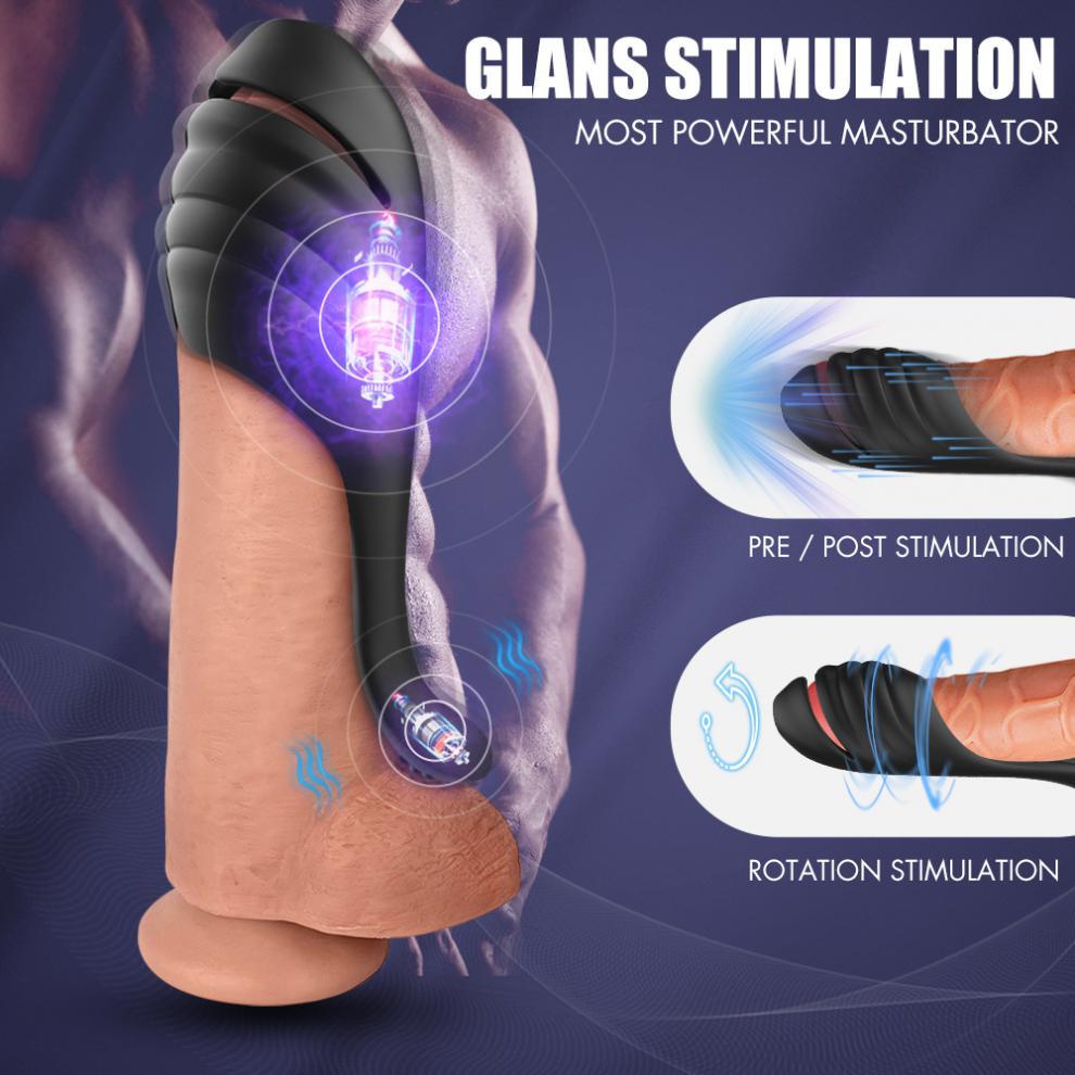 Penis Trainer Massagers Adult Sex Toys Vibrators Adjustable Male Masturbator Sex Toys for Men Masturbation Glans Testicle Perineum Enlarge Penis Delay Ejaculation