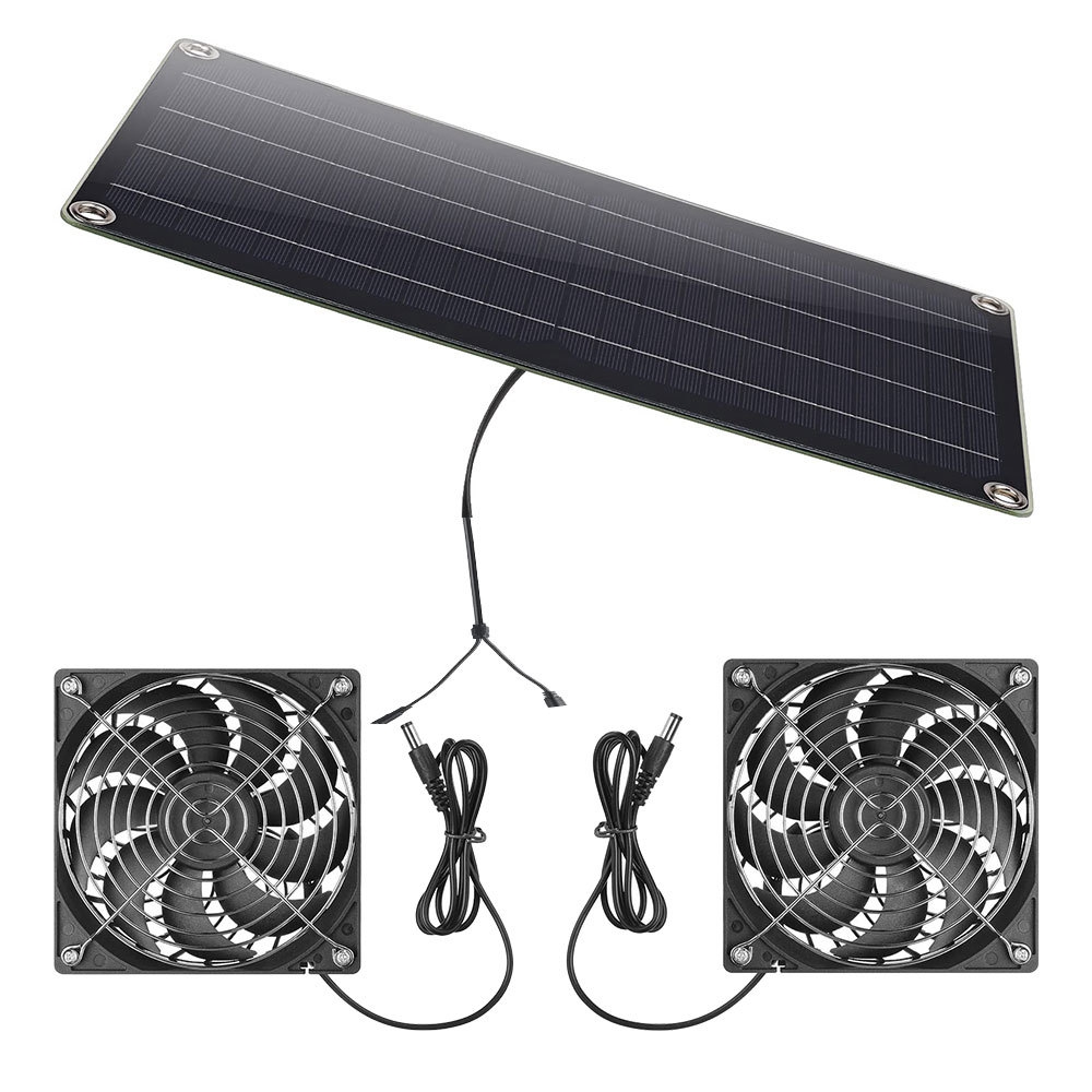 Makecool Solar Panel, 12V Monocrystalline Solar Panel Weatherproof Dual Fan EVA Array Solar Power System for Home, Sheds, Motorhomes, Rooftop, Caravan, Camper, Marine Boat and Off-grid