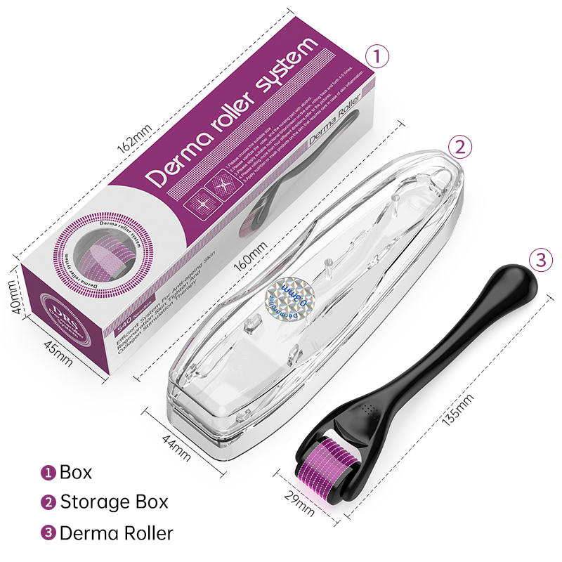 (0.25mm) Derma Roller System Titanium 540 Needles Micro Needling Derma Skin Roller with Storage Case Fit for Hair Beard Regeneration Skin Rejuvenation Anti Ageing Scar Acne Marks Cellulite Treatment Beauty Care