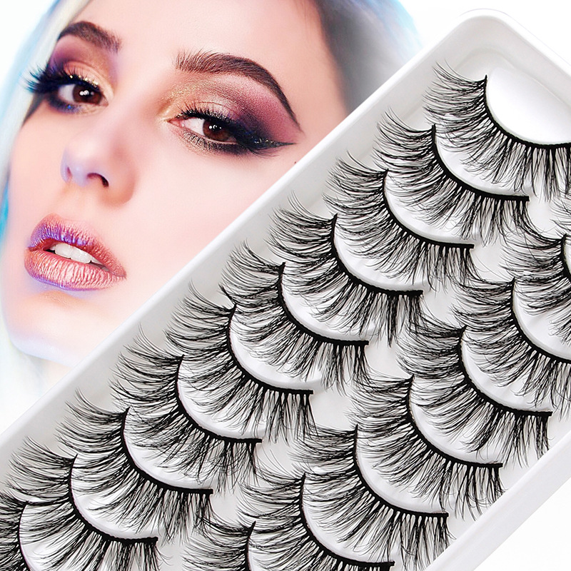 (Y600) False Eyelashes Thick Natural Fake Eye Lashes Set Cat-eyes 3D Fluffy Eyelashes Extension Dense Extensions Beauty Tools Makeup Supplies For Women 10 Pairs