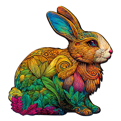 Cute Rabbit Universal Colourful Fun  Wooden Animal Jigsaw Puzzles for Adults Kids