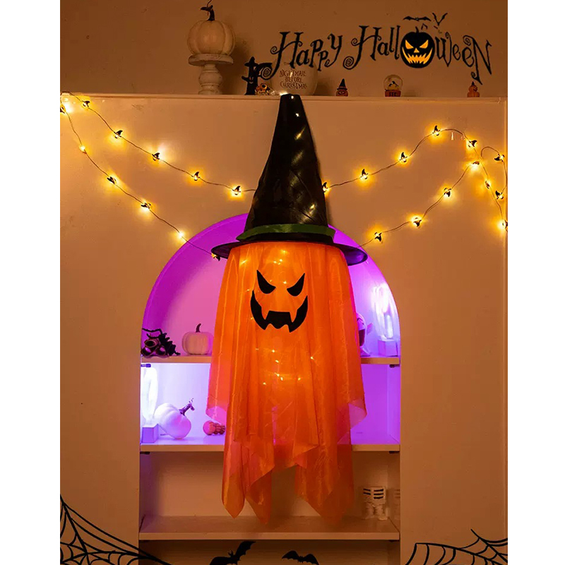 Halloween Led Decorations Outdoor Hanging Ghosts with Witch Hats