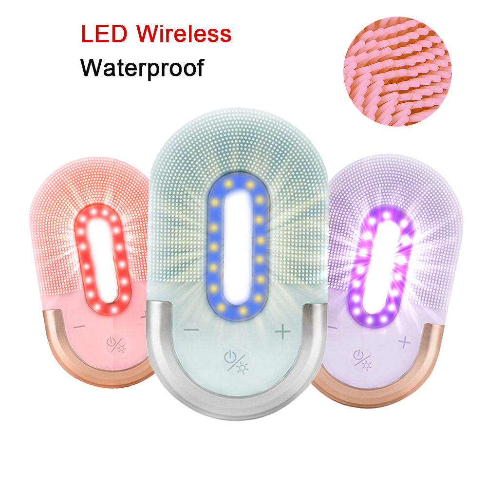 (Pink) Facial Cleansing Brush Electric Silicone Face Massager Waterproof Face Scrubber for Deep Cleansing Exfoliating Rechargeable