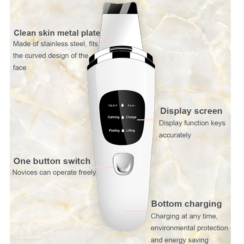 (Pink) Ultrasonic Blackhead Remover Skin Scrubber Face Deep Nose Cleaner Machine Peeling Shovel Facial Pore Skin Care Tool Acne Exfoliating Beauty Instrument