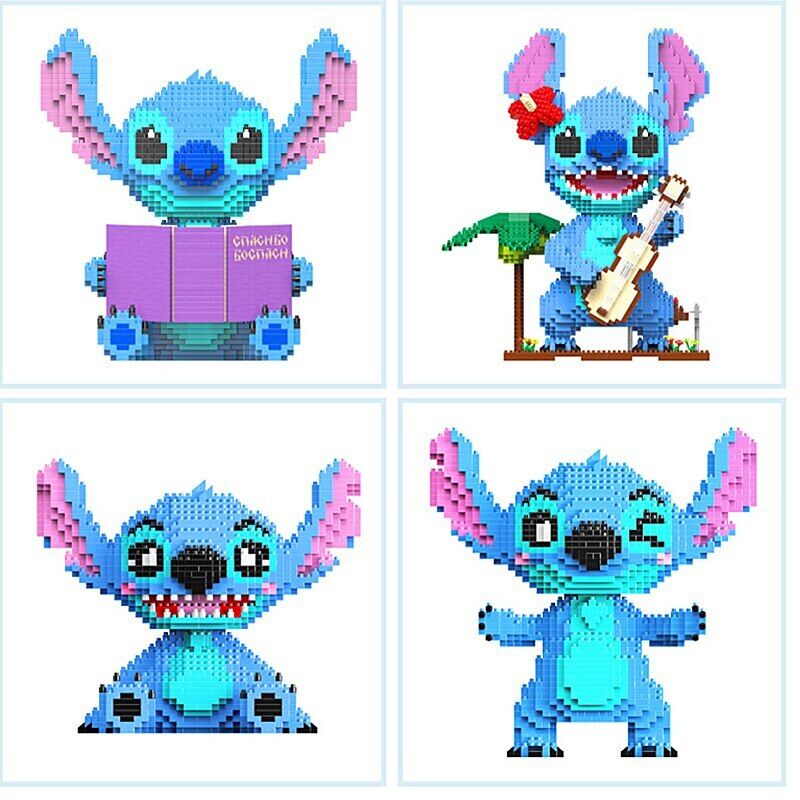 (Stitch 8001) Building Blocks Stitch Lilo Stitch Figure Cartoon Anime Model Building Bricks Puzzle Assembly DIY Toy Gift for Disney Fans Kids