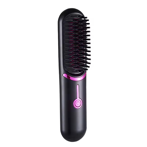 (Black) Hair Straightener Brush Wireless Hair Straightener Comb Mini Travel Electric Hair Comb for Women Portable Rechargeable 3 Temperature Modes Fast Heating