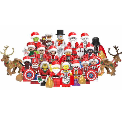 21PCS Christmas Building Blocks Marvel Avengers Super Heroes Mini Figures Dc Set Fit Leg