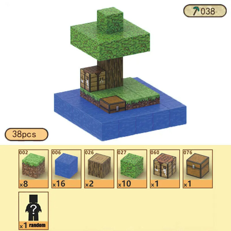 (Set A) Minecraft Tree Building Blocks Magnetic Set for Boys Girls Kid Age 3 Construction DIY Model Children Sensory Toy