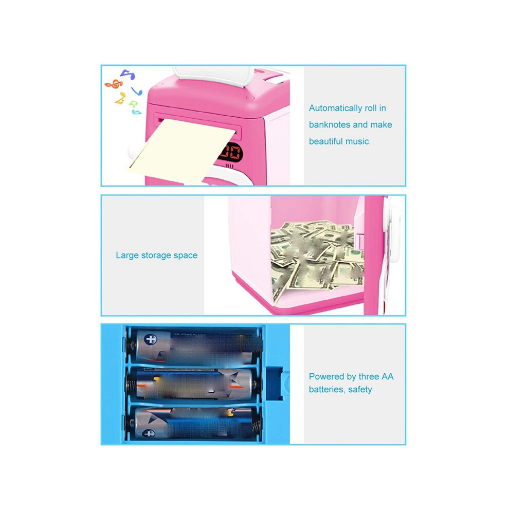 Piggy Bank Girls Toy Electronic Password Safe Box ATM Bank,Auto Paper Money Scroll Coin Bank ﻿