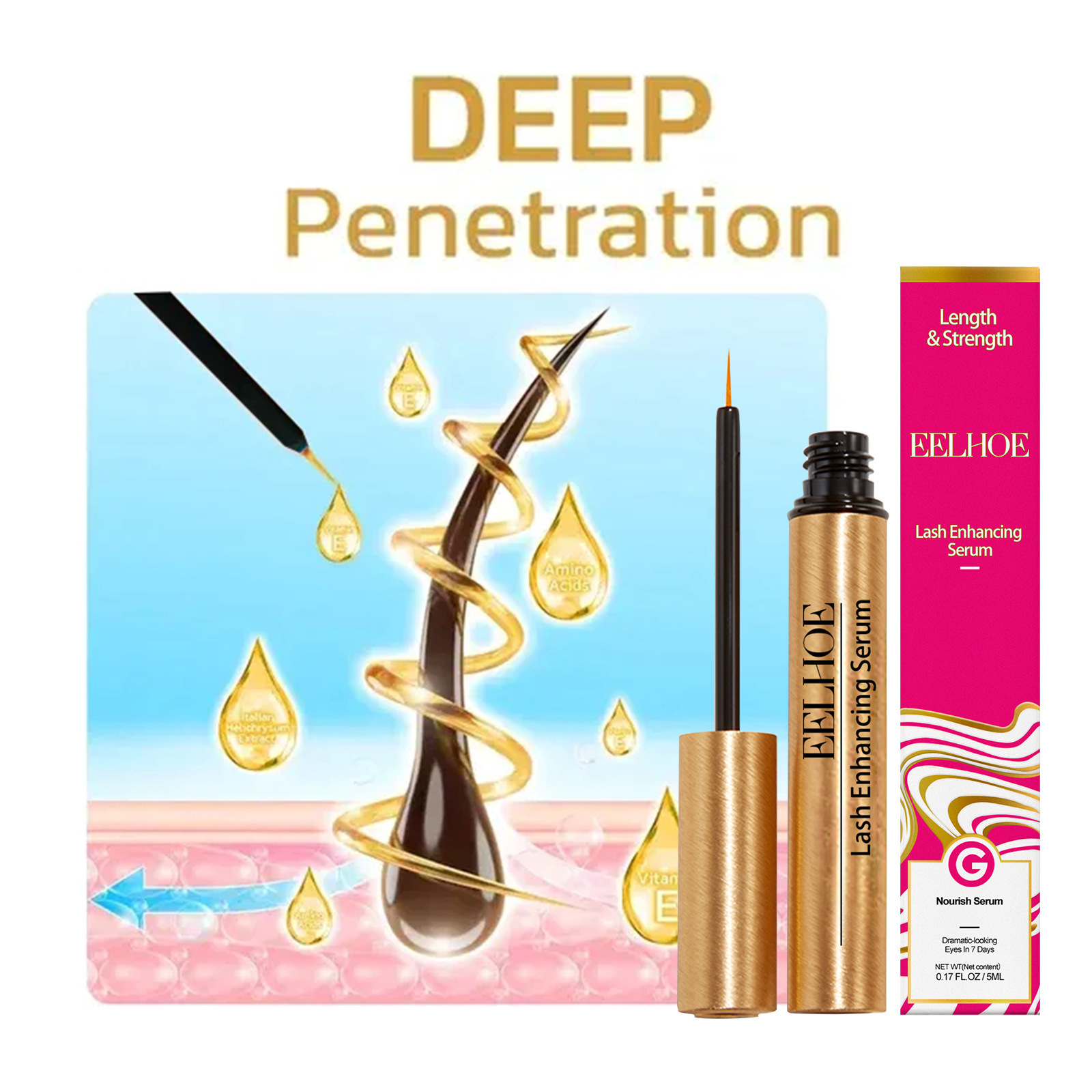 Eyelash Growth Liquid Longer Fuller Essence Eye Black Thickens Eyelashes Strengthen Natural Eyelashes Extend Eyebrow Growth Serum Beauty Care 5ml