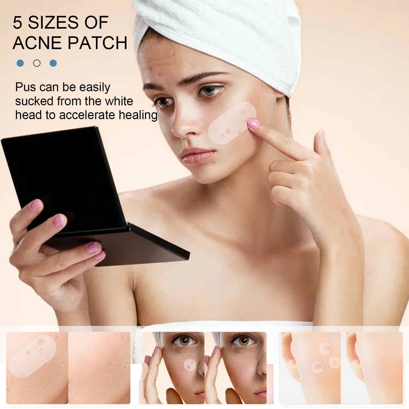 80Pcs Large Size Acne Patches Removal Pimple Anti Acne Hydrocolloid Bandage Patches Spots Marks Concealer Repair Sticker Skin Blemish Remover Skin Care
