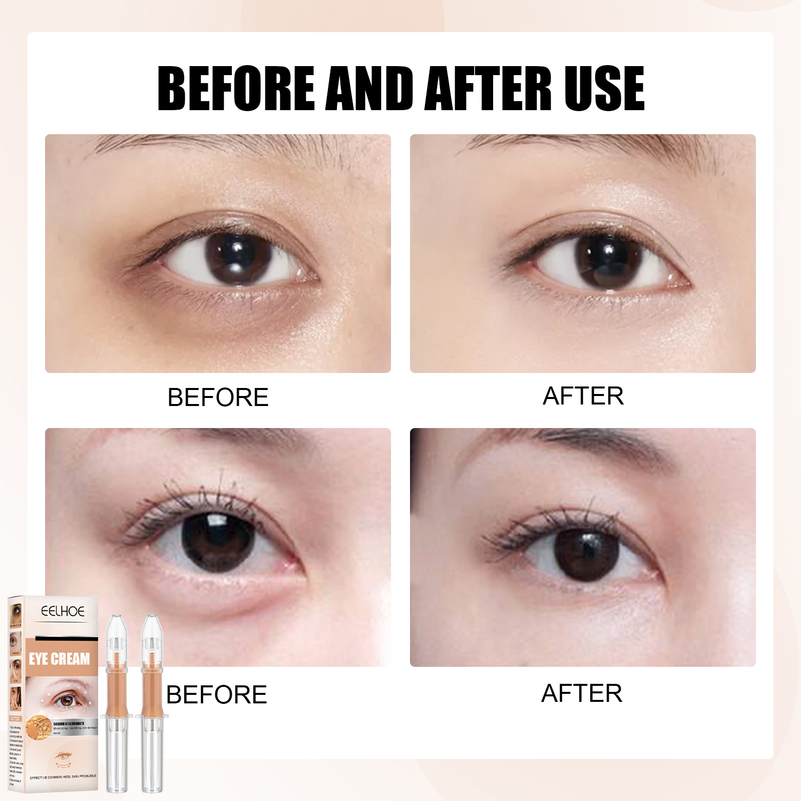 (1PC) Eye Cream Instant Eye Bag Removal Cream Collagen Anti Wrinkle Firming Skin Fade Fine Lines Anti Dark Circle Puffiness Brighten Eye Care Moisturizing and Repairing