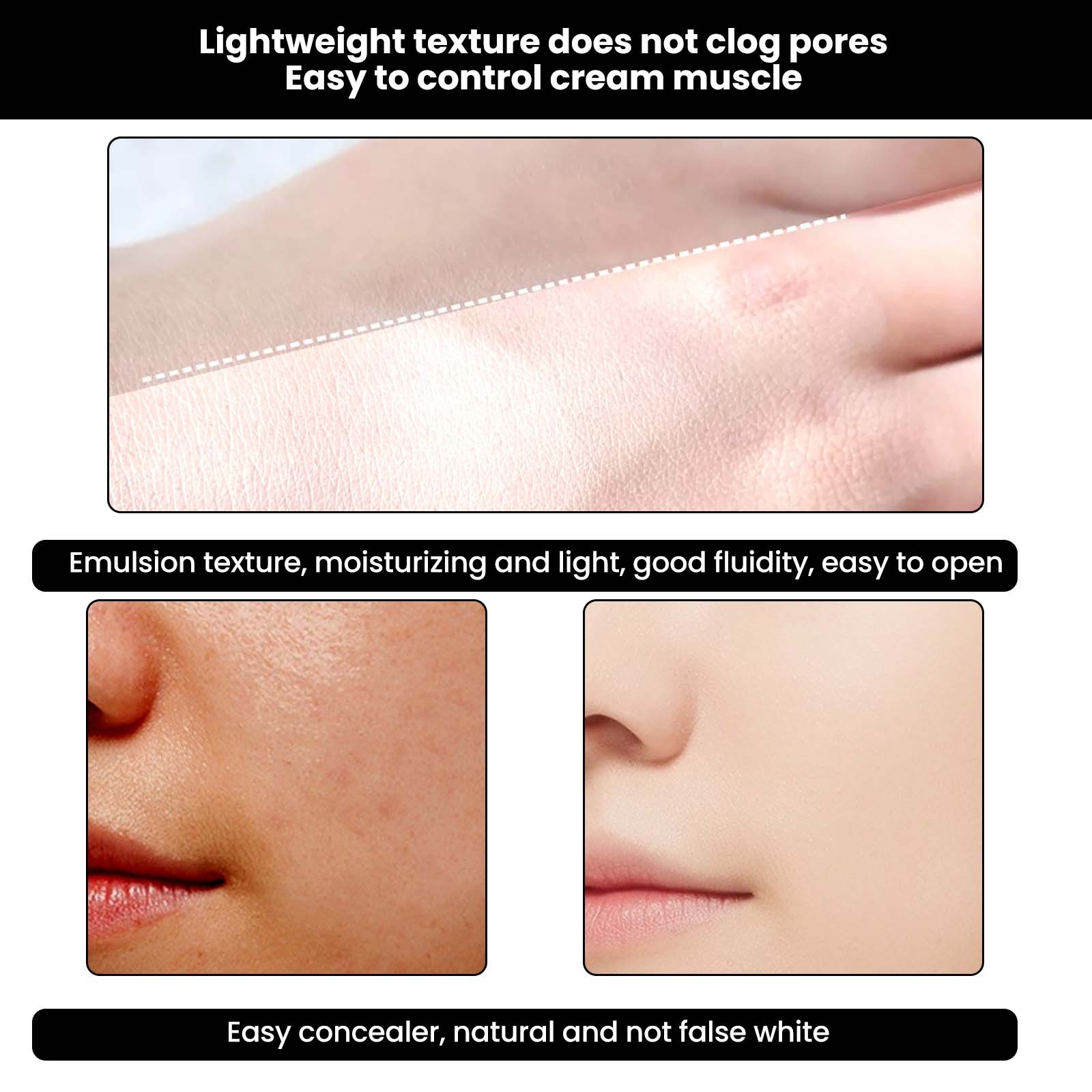(1 PC) Face Cream Makeup Cream for Women Concealer Moisturizing Covers Spots Acne Marks Natural Long Lasting Brightens Skin Tone Lazy Peoples Face Foundation