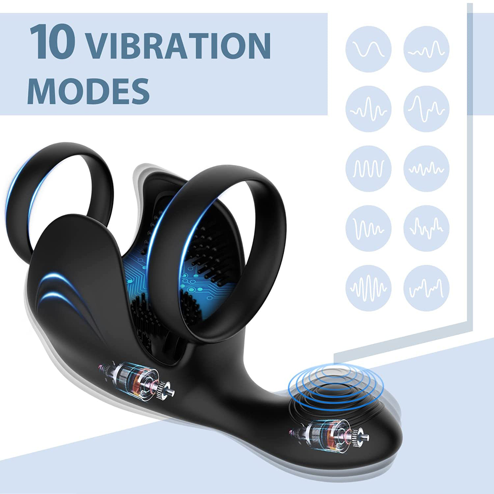 Vibrating Cock Ring Penis Double Cockring Sexy Toys Men Couple Rings Sex Games Penis Ring Vibrator Testicle Prostate Massager Anal Plug Adult Sex Toys