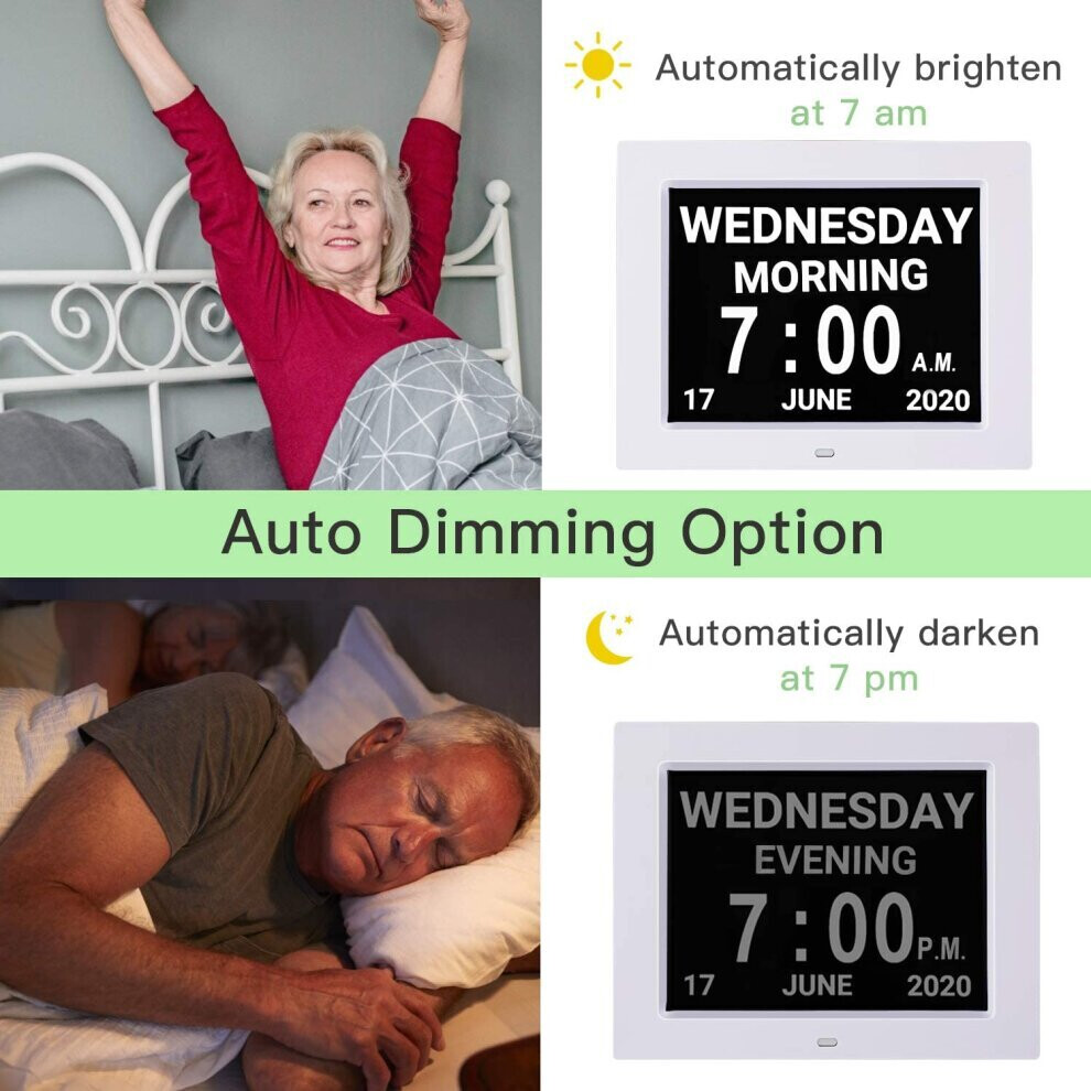 Dementia Clocks Calendar Clock Digital Day Date Alarm Clock Large 7 In