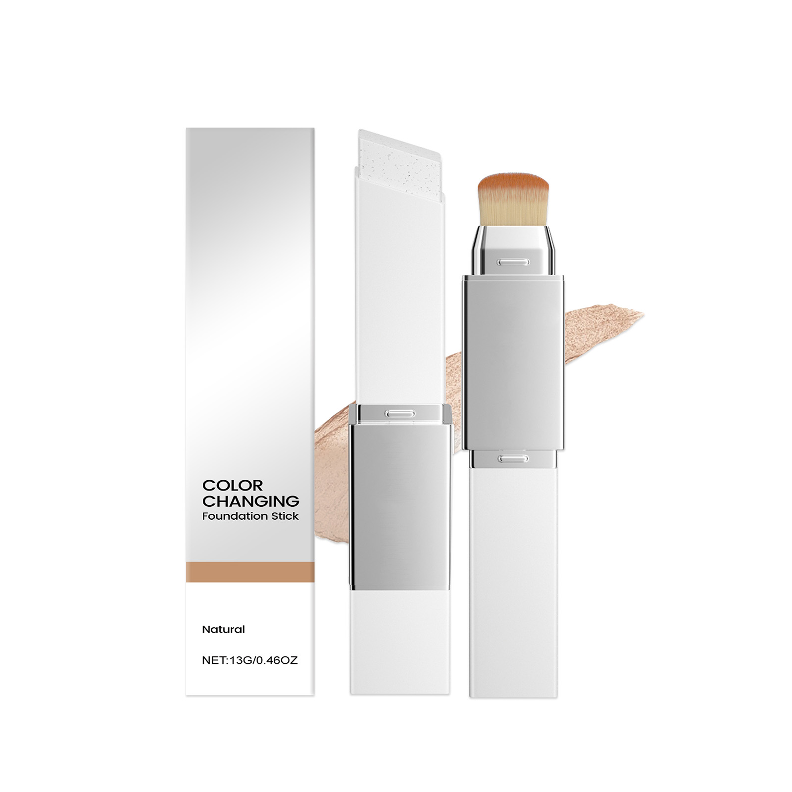 2 in 1 Color Changing Foundation Stick Smart Shade Adjusting Lightweight Creamy Formula Natural Matte Finish Buildable Coverage