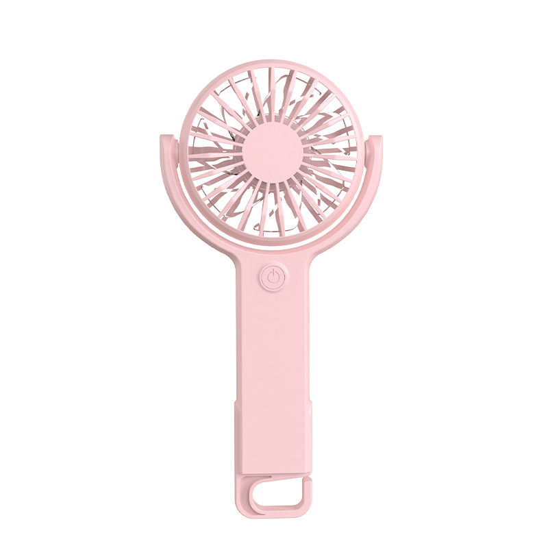 (Pink) Mini Portable Fan, Powerful Handheld fan, Sleek Design 5 Speed Personal Small Desk Fan with Folded Base, Lightweight Makeup USB Rechargeable Fans for Stylish Gi